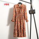 Beautiful !!!! 2018 456 Fashion Spring Summer New Women Long Sleeved Dress Retro Collar Casual Slim Dresses Floral Printing Chiffon