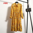 Beautiful !!!! 2018 123 Fashion Spring Summer New Women Long Sleeved Dress Retro Collar Casual Slim Dresses Floral Printing Chiffon