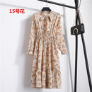 Beautiful !!!! 2018 456 Fashion Spring Summer New Women Long Sleeved Dress Retro Collar Casual Slim Dresses Floral Printing Chiffon