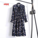 Beautiful !!!! 2018 123 Fashion Spring Summer New Women Long Sleeved Dress Retro Collar Casual Slim Dresses Floral Printing Chiffon