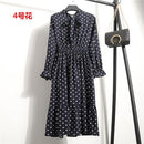 Beautiful !!!! 2018 456 Fashion Spring Summer New Women Long Sleeved Dress Retro Collar Casual Slim Dresses Floral Printing Chiffon