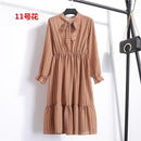 Beautiful !!!! 2018 456 Fashion Spring Summer New Women Long Sleeved Dress Retro Collar Casual Slim Dresses Floral Printing Chiffon