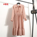 Beautiful !!!! 2018 123 Fashion Spring Summer New Women Long Sleeved Dress Retro Collar Casual Slim Dresses Floral Printing Chiffon