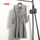 Beautiful !!!! 2018 123 Fashion Spring Summer New Women Long Sleeved Dress Retro Collar Casual Slim Dresses Floral Printing Chiffon