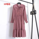Beautiful !!!! 2018 456 Fashion Spring Summer New Women Long Sleeved Dress Retro Collar Casual Slim Dresses Floral Printing Chiffon