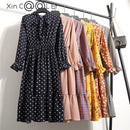 Beautiful !!!! 2018 456 Fashion Spring Summer New Women Long Sleeved Dress Retro Collar Casual Slim Dresses Floral Printing Chiffon