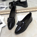 IF FEEL 2018 Women Shoes  Smooth Leather  Pointed Toe Oxford Shoes for Women spring autumn  butterfly-knot Casual Flats Slip on